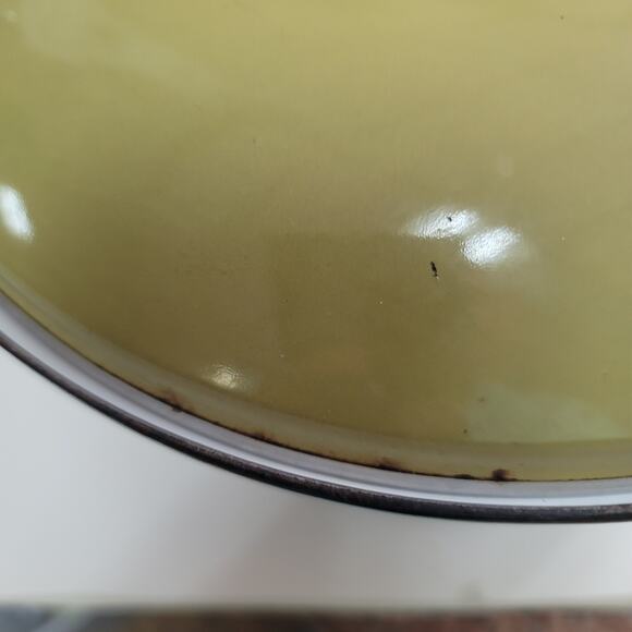 Catherine Holm Larhe covered pot handles green cream MCM 4 qt. dutch oven enamel - Picture 2 of 8